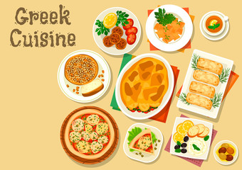 Greek cuisine healthy lunch icon for food design