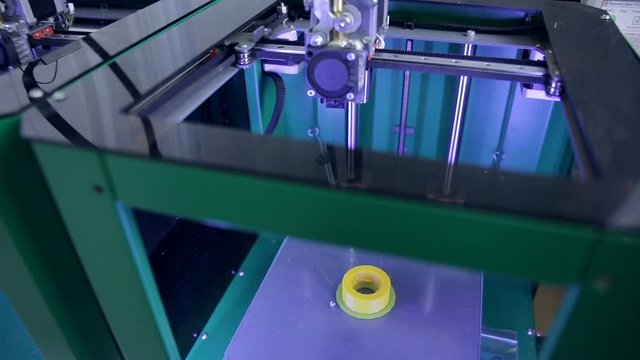 3D Printer finished printing plastic element. HD.