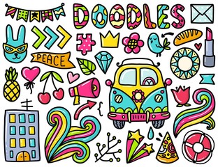 Doodles cute color elements.
