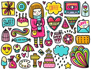 Doodles cute color elements.
