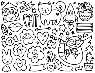 Doodles cute elements.