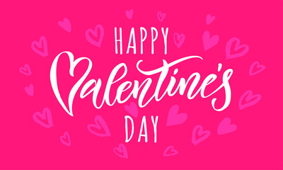 Happy Valentine day heart greeting card calligraphy