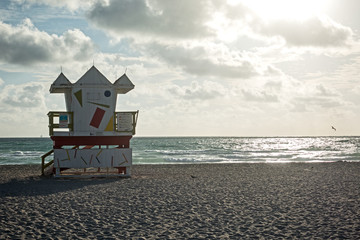 Lifeguard Tower Colorful Miami Beach Florida