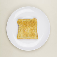 Top view of toast on white plate