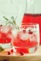 Refreshing drink with cranberries