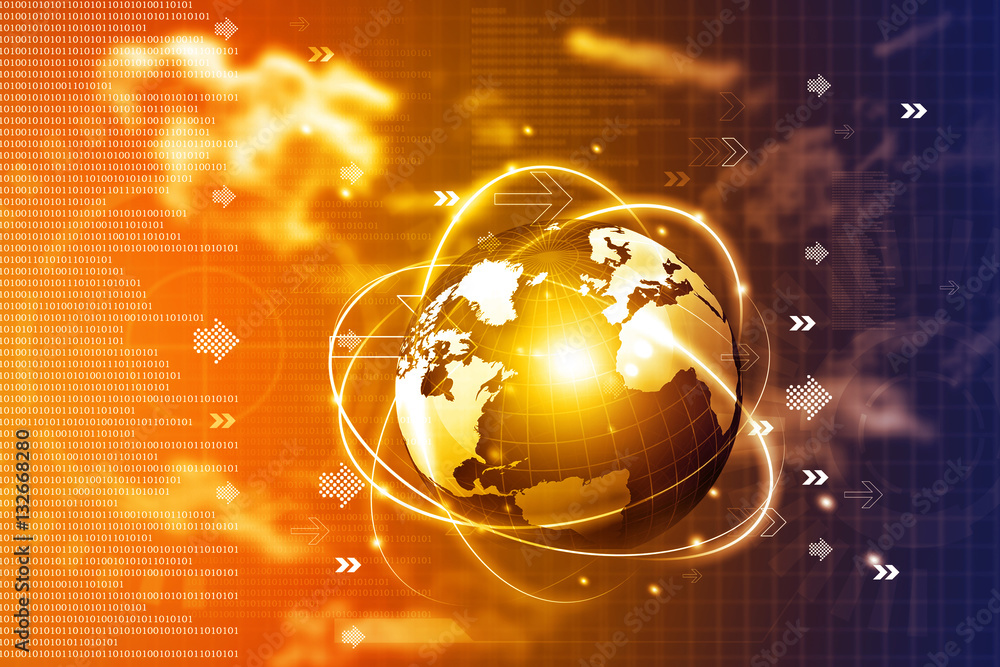 Poster abstract global business technology. 3d render .