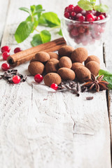 chocolate truffles with cranberry