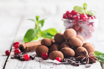 chocolate truffles with cranberry