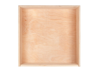 Front view on a box of plywood for gifts