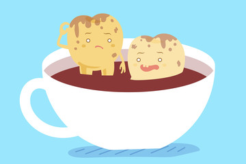 tooth in cup of coffee