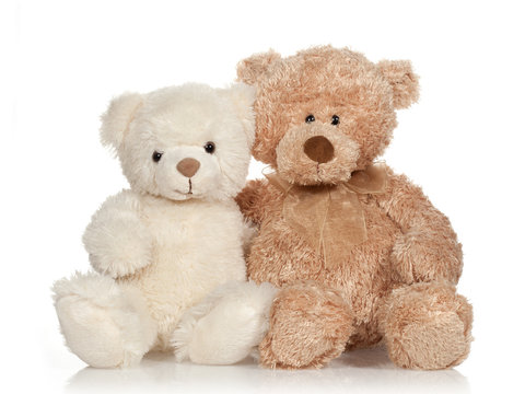 Naklejki white and brown teddy bear that hugs