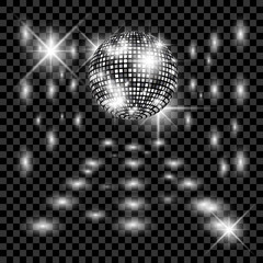 Disco ball with glow. Really transparency effect. - 132668842