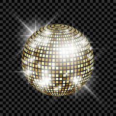 Golden disco ball. Vector illustration