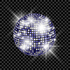 Blue Disco Ball isolated on a transparent background. Vector EPS 10 illustration