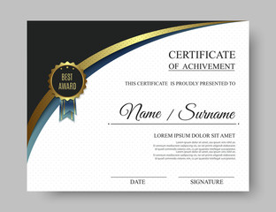 beautiful luxury certificate of achivement template with dot pattern. Vector, eps10