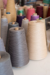 Fototapeta na wymiar yarn roll in textile manufacturing factory, industrial raw material
