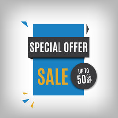 Sale banner design. Blue discount poster. Vector, eps10
