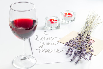 concept of Valentine's Day love letter on white background