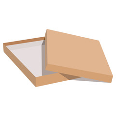 Blank brown box isolated on white background. Box with lid. Vector illustration.