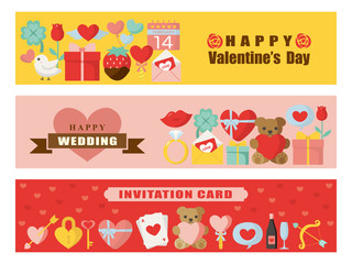 Fototapeta premium バレンタインと結婚式 バナーセット