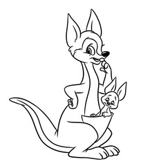 kangaroo animal coloring pages cartoon illustration isolated image 