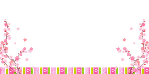 Naklejka premium ひな祭り 梅 春 背景