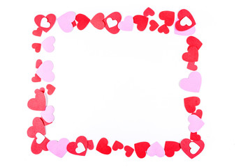 Pink and red heart frame isolated on a white background