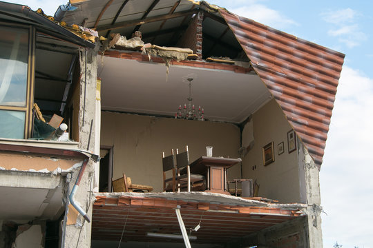 Casa distrutta del terremoto a Norcia 