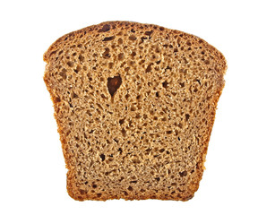 Rye bread slice isolated on white background