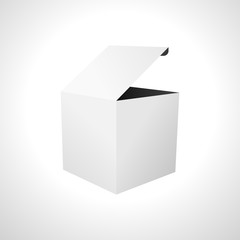 Blank white box isolated. White cube. Open box. Vector illustration