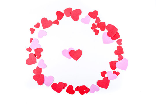 Pink and red heart frame isolated on a white background