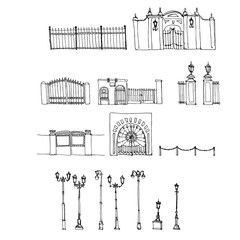 vector set of urban elements