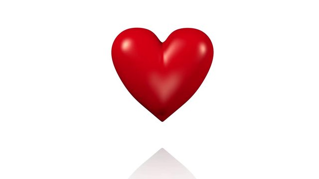 One Big Red Beating Heart with White Background