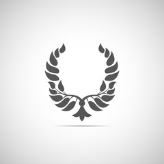 Abstract foliate element with shadow. Emblem.