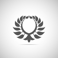 Abstract foliate element with shadow. Emblem.