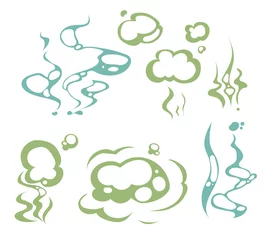 Foto op Canvas Cartoon aroma, smells, stench, water vapor steam clouds © MicroOne