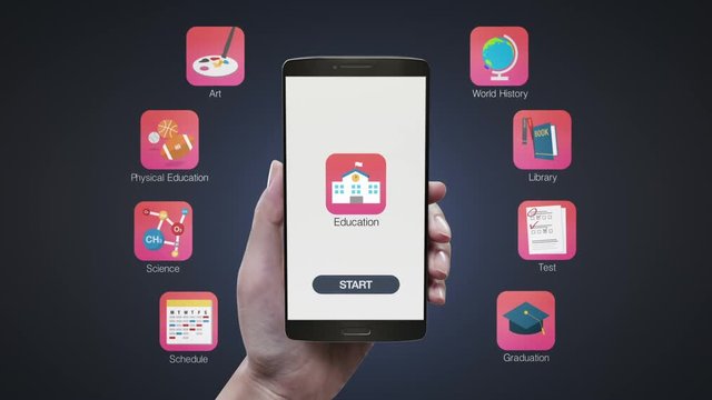 Touching Education application on mobile screen, Education contents(included Alpha)