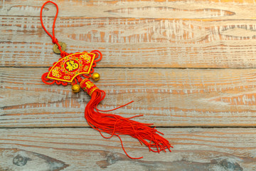 Chinese New Year decoration on wood wall .,Chinese characters te