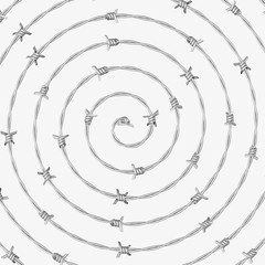 Spiral of shiny barbed with on a simple white background. This image is 3d illustration.