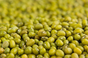 Mung green beans macro background. Healthy protein food.