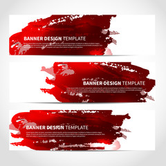 red banners watercolor imitation background