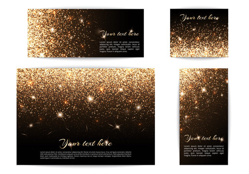 Set of different size banners with highlights on a black background
