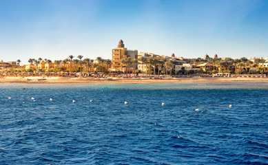 Coast of Hurghada at sunset in summer