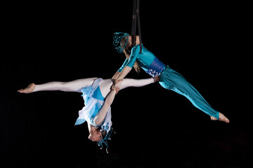 Young couple circus air gymnast © Andrey Burmakin