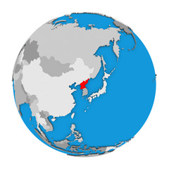 North Korea on globe