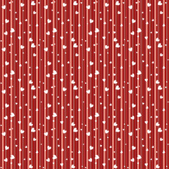 Seamless pattern with white heart on the red stripes background, for your design, textile, cards, poster, for invitations, scrapbooking