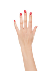 Beautiful woman hand holding or stretches.