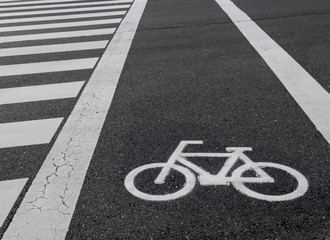 Fototapeta premium Bike lane or Bicycle lane signage on street