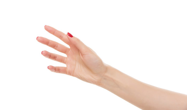 Beautiful woman hand holding or stretches.