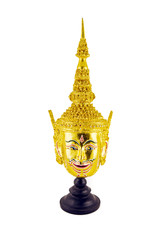 Hua Khon (Ancient Thai Show Head Mask) isolated on white backgro